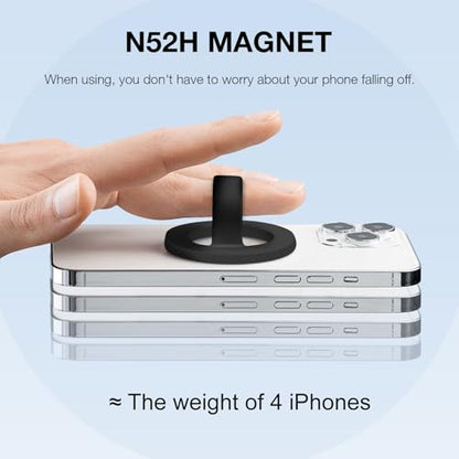 Magnetic Silicone Phone Grip | Super Strong Magnetic Design, 360° Rotation, Comfortable Grip, Compatible with iPhone 16/15/14/13/12 Series, Perfect for Selfies and Watching Videos (Black) - color: Black