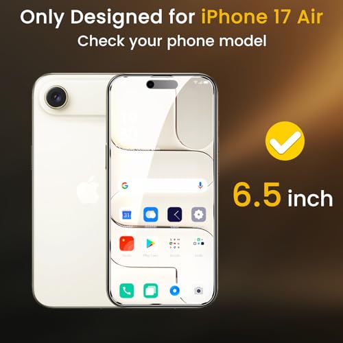 Romkasi 3 Pack Privacy Screen Protector for iPhone 17 Air 6.5 Inch with 3 Pack Camera Lens Protector, Anti Spy Tempered Glass Film, Anti-Scratch, Touch Sensitive, Case Friendly - color: iPhone 17 Air