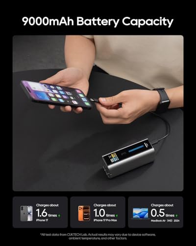 CUKTECH 65W Power Bank, 2-in-1 9000mAh Battery Pack with Built-in Wall Plug - color: 10 Fusion
