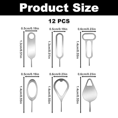 12PCS SIM Card Removal Openning Tools, Needle Opener Ejector, SIM Card Tray Eject Pins Compatible with All iPhone Apple iPad Samsung Galaxy HTC Smartphone Tablets.