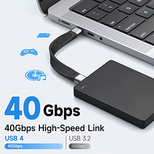 Short USB-C to USB-C USB4 Fast Charger Cable, 5 inch, 40 Gbps, 240W, Thunderbolt 3/4/5 Compatible, for iPhone 15 & 16, iPad, MacBook, Samsung Galaxy, Tablets, Laptops - style: USB-C to C (40G, 240W)