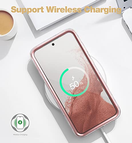 SURITCH for Samsung Galaxy S23 Plus Case, [Built-in Screen Protector] [Dual-Layer Protection ] Full Protection Shockproof Rugged Bumper Phone Cover for Samsung S23 Plus 6.6 Inch - Rose Marble - color: Rose Marble