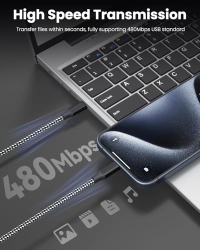 SwaggWood 60W USB C to USB C Cable 10ft 3 Pack Fast Charging Braided Cord