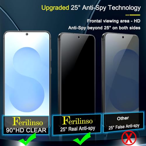 Ferilinso 3 Pack Privacy Screen Protector for Samsung Galaxy S25 Plus - size: Samsung Galaxy S25 Plus 6.7 INCH