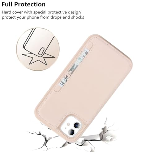iCoverCase Compatible with iPhone 11 Case with Card Holder, Wallet Phone Case for Women Men RFID Blocking PU Leather Protective Case 6.1 Inch (Beige) - color: Beige