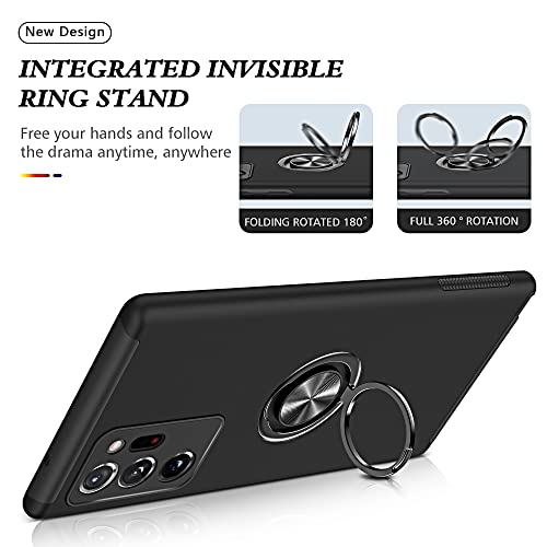 for Note 20 Ultra Case, Samsung Galaxy Note 20 Ultra Case with Self Healing Flexible TPU Screen Protective [2 Pack], Military Grade Invisible Kickstand Case for Samsung Note 20 Ultra 5G-Black - color: YX-Black