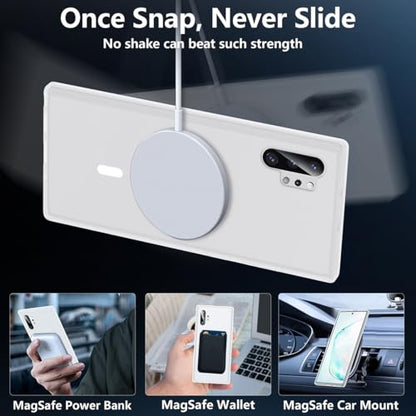 TIANNIUKE Magnetic Case for Samsung Galaxy Note 10 Plus, Translucent Matte Anti-Fingerprint,Compatible with MagSafe,Slim Fit Shockproof Protective Phone Case (Transparent White) - color: White, size: Galaxy Note 10 Plus