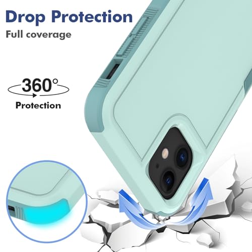for iPhone 11 Case: Dual Layer Protective Heavy Duty Cell Phone Case Shockproof Rugged Bumper Tough with Screen Protector - 16ft Military Grade Drop Tested for Appple iPhone 11 (6.1 inch), Green - color: Mint Green (PC) + Mint Green (TPU)