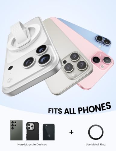 Lamicall Magnetic Phone Grip Silicone Finger Loop for MagSafe - color: Snow White - Zinc Alloy - Silicone Grip