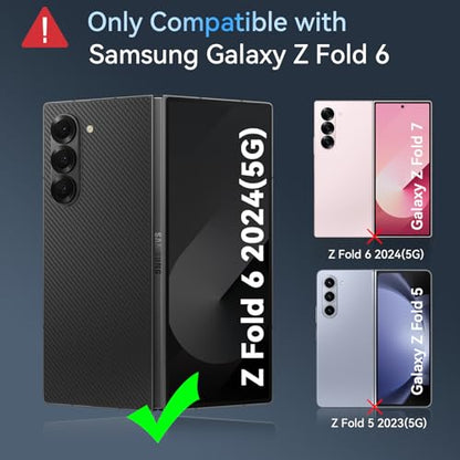 Hensinple for Samsung Galaxy Z Fold 6 Case with Ring Stand, [Compatible with MagSafe][Slim Fit], Magnetic Charing Translucent Back Shockproof Phone Case for Z Fold 6, Black - color: Black