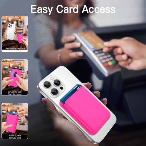Compatible with MagSafe Wallet, Leather TPU Protective, Hot Pink - color: Hot Pink
