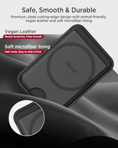Miimall for MagSafe Wallet Leather, [RFID Blocking] 3-Card Holder for iPhone 17/16/15/14 Pro Max Plus Air, Pixelsnap, Google Series Double Sided Ultra Thin Slim Strong Magnetic Phone Wallet Black - color: Black