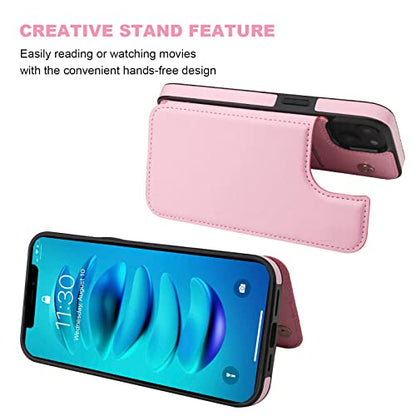ONETOP for iPhone 14 Plus Wallet Case with Credit Card Holder,Pink | Kickstand,ID/Cash Holder,Case Wallet with Card Slots,Double Magnetic Clasp,Durable PU Leather Shockproof Cover for Women Men - color: Pink