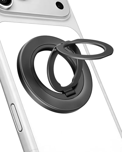 Ultra-Thin Magnetic Phone Ring Holder Grip for Magsafe Accessories - color: Black