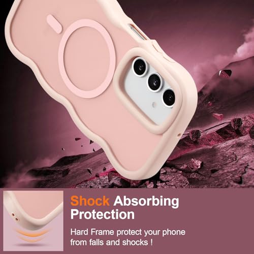 UEEBAI Magnetic for Samsung Galaxy A16 4G/5G Case, Compatible with MagSafe, Transparent Clear Wave Frame Design Soft Edge Cover Matte Shockproof Phone Case- Pink - color: Pink, size: Samsung Galaxy A16 4G/5G