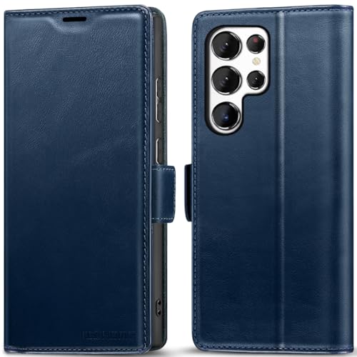 KEZiHOME Genuine Leather Wallet Case for Samsung Galaxy S25 Ultra Blue | Blue, RFID Blocking, S25 Ultra Wallet Case, Card Slot, Flip, Magnetic Stand Phone Cover Compatible with S25 Ultra - color: Blue, size: Galaxy S25 Ultra Case