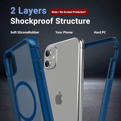 jaroco Magnetic for iPhone 11 Case Heavy Duty Protection Deep Blue | Compatible with MagSafe,Military Grade Drop Protection,Translucent Matte,Non-Slip,Shockproof 2-Layer Durable Bumper Case - color: Deep Blue, size: iPhone 11