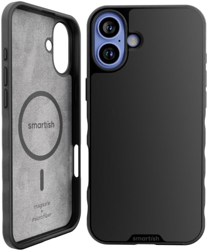 Smartish iPhone 16 Plus MagSafe Case, Gripmunk, Slim Grip Case, Black | Thin, Grippy & Protective, Magnetic with Microfiber-Lined Interior, Drop-Tested from 6 Feet, Raised Edges for Screen & Camera - color: Black Tie Affair (MagSafe), size: iPhone 16 Plus