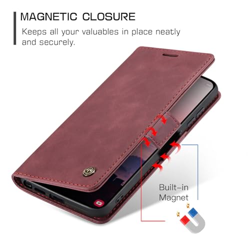 Compatible with Samsung Galaxy S26 Ultra Case with Card Holder, Kickstand Protective Flip Folio Leather Wallet Case for Galaxy S26 Ultra 5G 6.9 inch (Wine Red) - color: Wine Red, size: S26 Ultra 6.9 Inch
