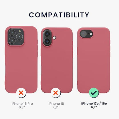 kwmobile Case Compatible with Apple iPhone 17e / iPhone 16e Case - Soft Slim Protective TPU Silicone Cover - Dark Rose - color: Dark Rose