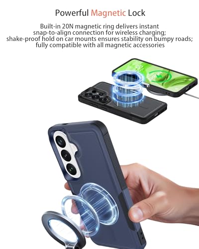 Heavy Duty Magnetic Case for Samsung Galaxy A16/A17/A26, Military Grade Dual Layer Shockproof, Compatible with MagSafe, Matte Finish Protection Cover - color: Blue, size: Galaxy A17/A16/A26 6.7 Inch
