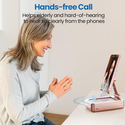 JTEMAN Bluetooth Speaker with Cell Phone Stand,Gifts for Men Tech Gadgets - color: Rose Gold
