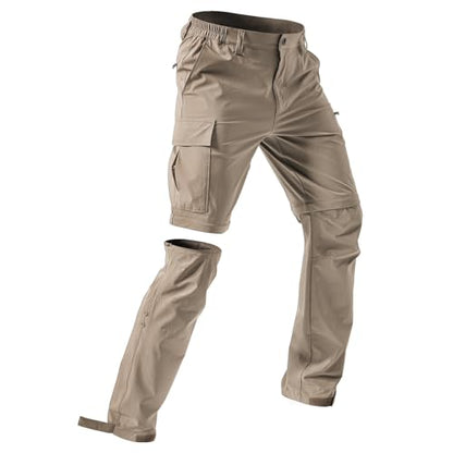Mens Cargo Pants Convertible Zip-Off Waterproof Work Pants Lightweight with Multi Pockets Stretch Tactical Hiking Pant - color: 11#camel, size: X-Large