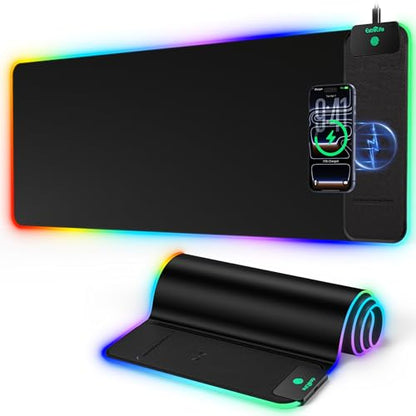 Mouse Pad with 15W Wireless Charging, RGB Gaming Mousepad, 31.5"x11.8" - color: RGB Right-Touch Control-31.5"x11.8"