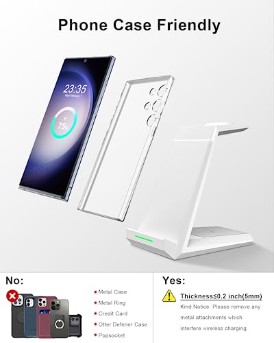 ADADPU 3 in 1 Wireless Charging Station for Samsung Galaxy Devices - color: White