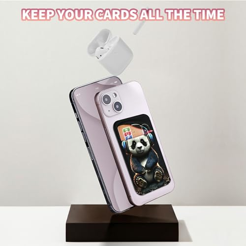 Phone Credit Card Holder Stick on, Phone Case Wallet, Cell Phone Pocket Self Adhesive Stretchy Lycra Stick on Wallet ID Credit Card Case Pouch Sleeve for All Smartphones, Cate Panda - color: 330