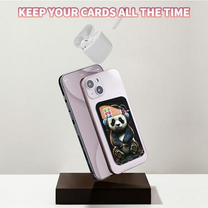 Phone Credit Card Holder Stick on, Phone Case Wallet, Cell Phone Pocket Self Adhesive Stretchy Lycra Stick on Wallet ID Credit Card Case Pouch Sleeve for All Smartphones, Cate Panda - color: 330