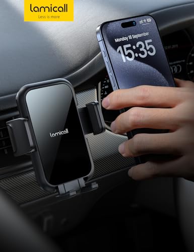 Lamicall 2026 Wider Clamp & Metal Hook Car Phone Holder Vent Accessories - color: NEW Upgraded - Lucite Black