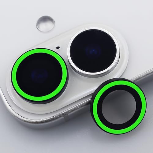 BONVAN for iPhone 17 Camera Lens Protector Glow in the Dark Tempered Glass Screen Accessories Luminous Lens Cover (2PCS) (Green) - color: Green