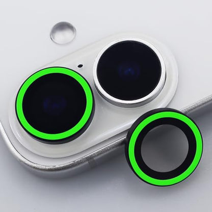 BONVAN for iPhone 17 Camera Lens Protector Glow in the Dark Tempered Glass Screen Accessories Luminous Lens Cover (2PCS) (Green) - color: Green