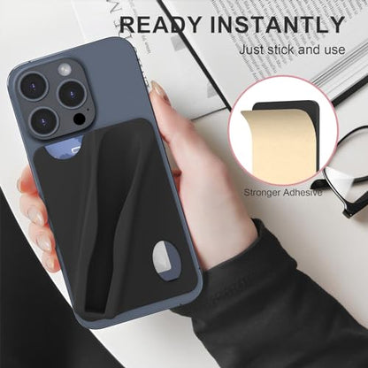 DOB SECHS Large Silicone Lip Holder with Card Holder Compatible with Summer Fridays, Tower 28, Laneige Lipstick Lip Glaze Phone Case Back Stick On Holder for iPhone and Android Smartphones, Black - color: Black, size: Large