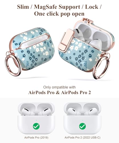 TATOFY for AirPods Pro 2nd Generation Case with Lock Carabiner Cleaner, Slim AirPod Pro 1st & 2nd Hard Case Cover, Compatible with MagSafe (Cyan) - color: Cyan, size: AirPods Pro 1st & 2nd Gen