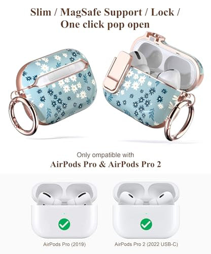 TATOFY for AirPods Pro 2nd Generation Case with Lock Carabiner Cleaner, Slim AirPod Pro 1st & 2nd Hard Case Cover, Compatible with MagSafe (Cyan) - color: Cyan, size: AirPods Pro 1st & 2nd Gen