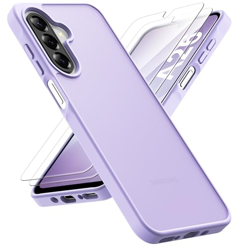 ORETECH for Samsung Galaxy A26 Case, Samsung Galaxy A26 5G Phone Case with 2 Pack HD Screen Protector, Translucent Matte Back Military Grade Shockproof Anti-Fingerprint Protective Cover - Light Purple - color: Translucent Back - Light Purple, size: Samsun