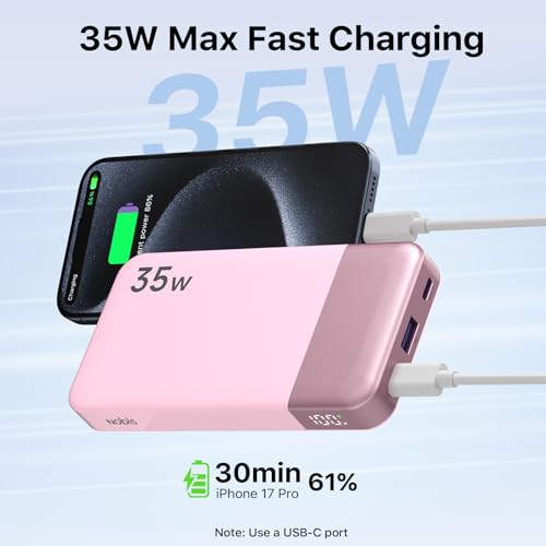 NOBIS Power Bank 35W 10000mAh Portable Charger - color: Pink