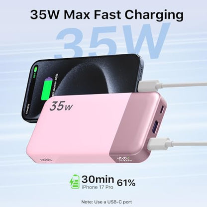 NOBIS Power Bank 35W 10000mAh Portable Charger - color: Pink