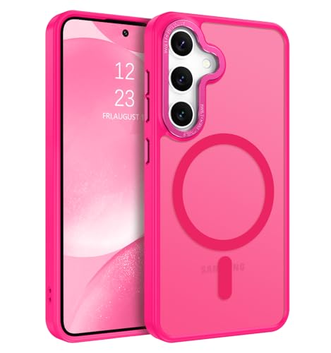 BENTOBEN Magnetic for Samsung Galaxy S24 Plus Case [Compatible with Magsafe] Translucent Matte Slim Fit Shockproof Anti-Yellow Women Men Protective Phone Cases Cover for Galaxy S24 Plus 6.7", Hot Pink - color: Hot Pink