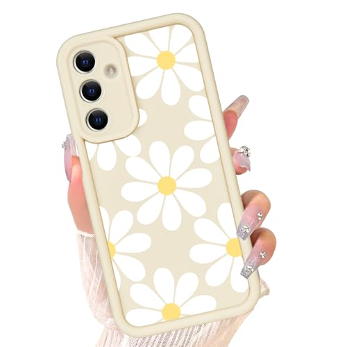 Compatible with Samsung Galaxy A15 5G / A15 Case, Cute Floral Silicone, Senior Shockproof Protection and Anti-Scratch for Soft Slim White Phone Cover for Women Girls-White Flower - color: White Floral, size: Samsung A15 5G/A15