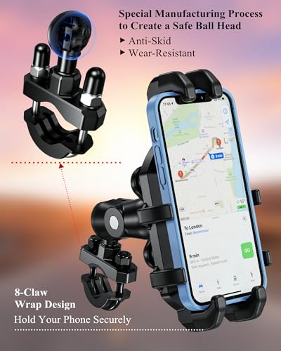 BRCOVAN Motorcycle Phone Mount Holder with Vibration Dampener - size: Neutral size
