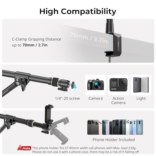 SMALLRIG Triangle Camera Desk Mount, Overhead Desk Clamp Phone Mount - style: Clamp 4304