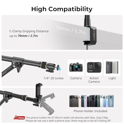 SMALLRIG Triangle Camera Desk Mount, Overhead Desk Clamp Phone Mount - style: Clamp 4304