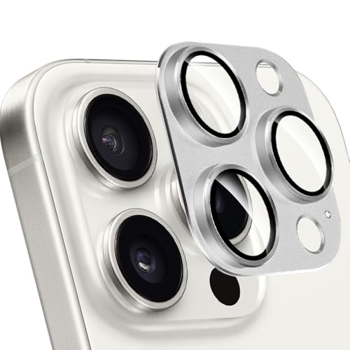 ZXZone for iPhone 16 Pro/iPhone 16 Pro Max Camera Lens Protector, Strong Adhesion Aluminum alloy & Sapphire Glass material [Drop Protection] 9H Tempered Glass Camera Cover screen Metal Ring Case Friendly Scratch Resistant Easy to Install (Silver) - color: