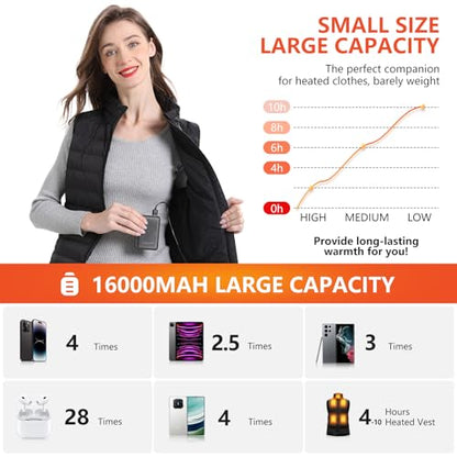 2 Pack 5V 2A/3A Battery Pack for Heated Vest Heated Jacket, 12000mAh Power Bank for Heated Apparel with LED Display with 7.4V DC Port - size: 2 PACK 7.4V 12000mAh