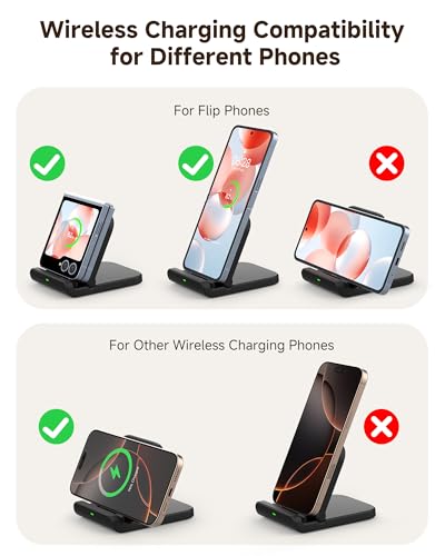 Wireless Charger for Samsung Z Flip 6, SwanScout 501S, Foldable Fast Wireless Charging Stand for Galaxy Z Flip 6/5/4/3, Charging Station for Samsung Z Flip Series/Razr+(No Adapter) (Black-2PCS) - color: Black-2PCS