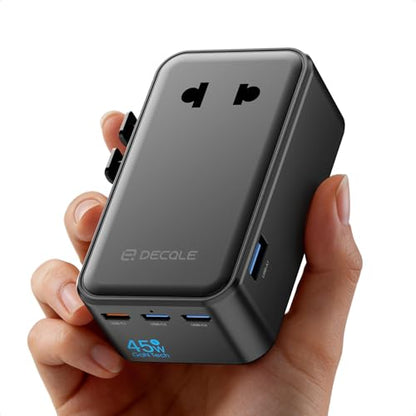 “Air” Universal Travel Adapter 3 USB-C＆ 1 USB-A Cover 200+ Countries - color: Black, size: A1R GaN45W