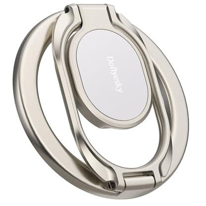 Doflyesky Magnetic Phone Grip for MagSafe Ring Holder, Metal Double Adjustable Gym Finger Ring Grip Kickstand, Removable Phone Grip for iPhone, iPad and Smartphones (Natural Titanium) - color: Natural Titanium